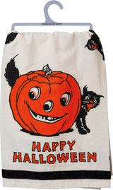 Beistle retro halloween pumpkin tea towel