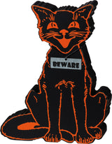 Beistle black cat wood sign retro halloween