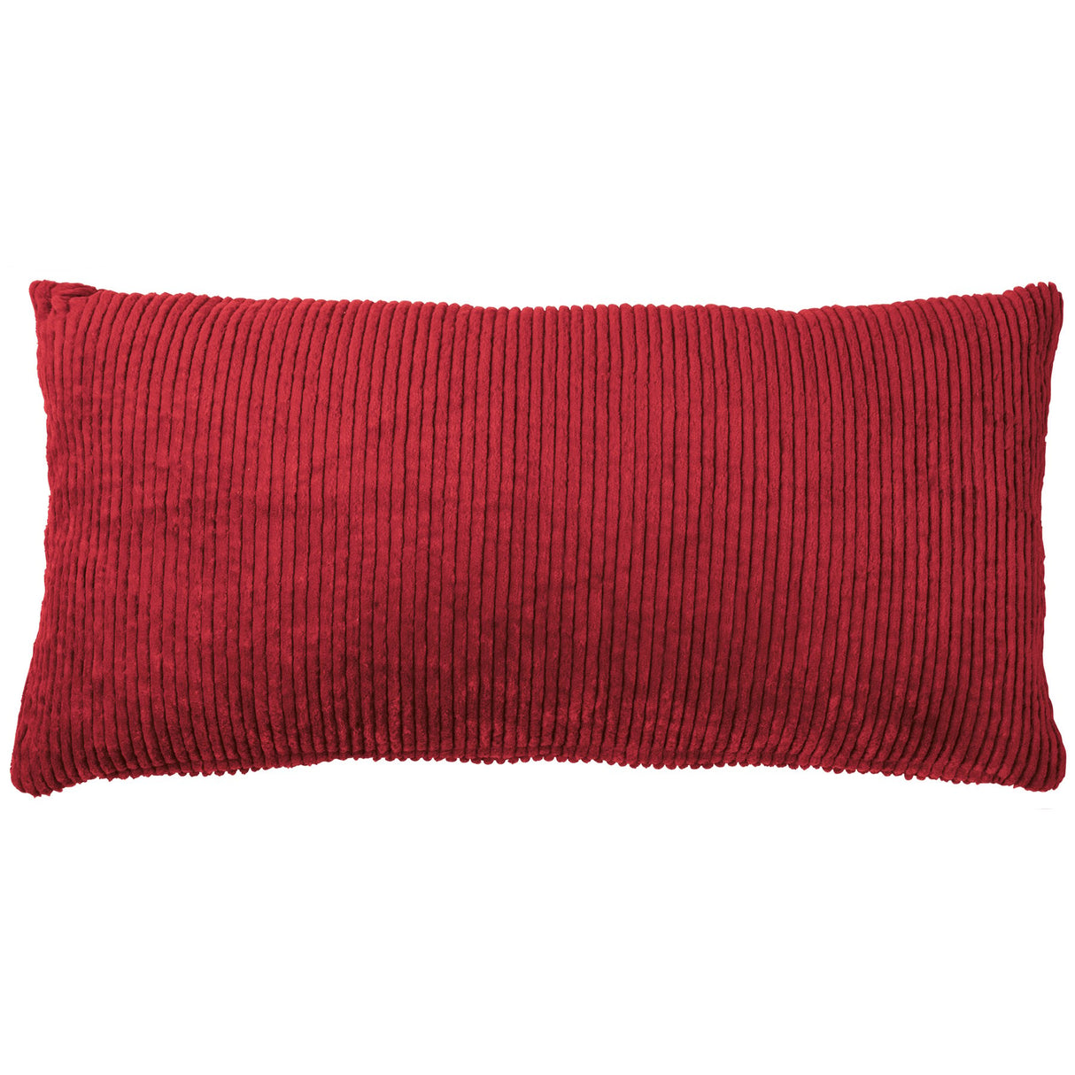 Believe Embroidered Red Corduroy Lumbar Throw Pillow