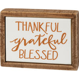 Thankful Grateful Blessed Mini Wood Box Sign