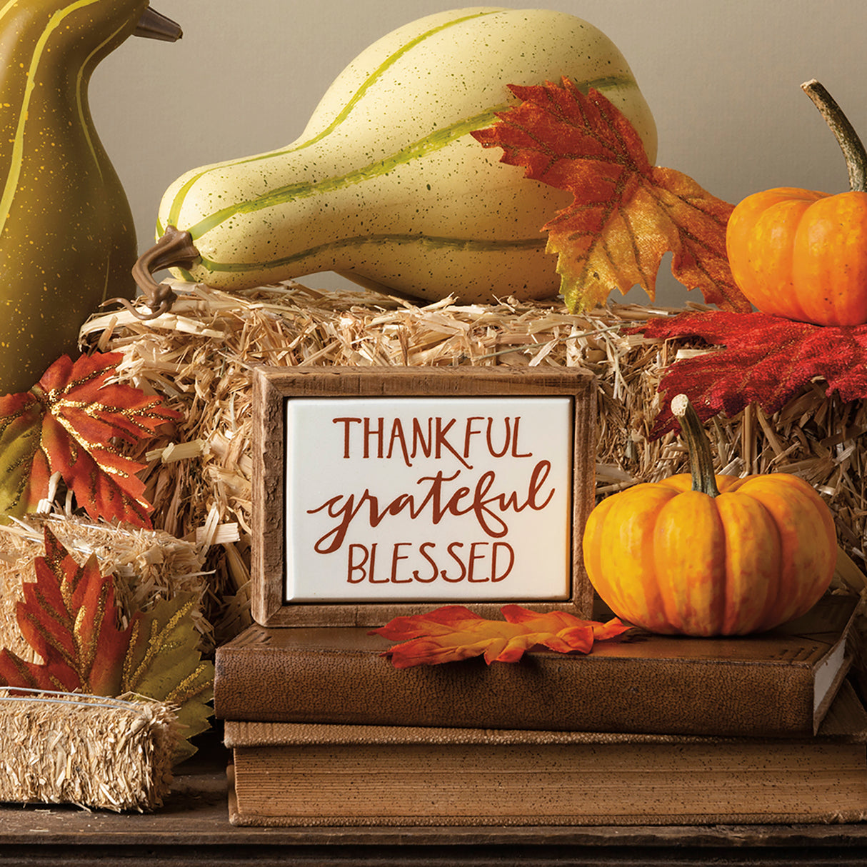 Thankful Grateful Blessed Mini Wood Box Sign