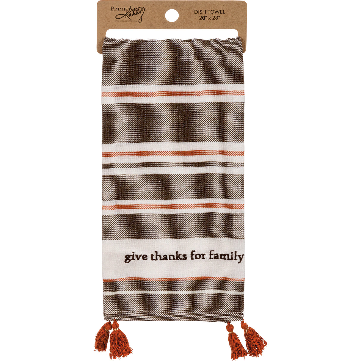 Give Thanks For Family Striped Kitchen Towel