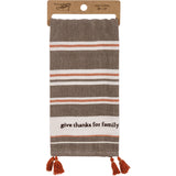 Give Thanks For Family Striped Kitchen Towel