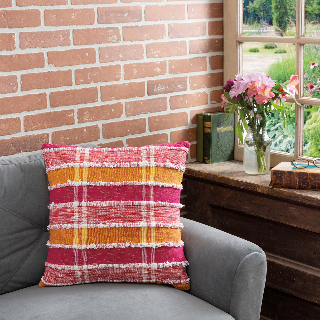 Double-Sided Woven Cotton Striped Pillow