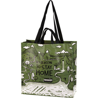 No Reason to Stay Home Outdoor Theme Green Market Tote Bag
