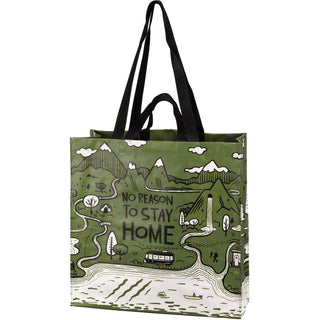 No Reason to Stay Home Outdoor Theme Green Market Tote Bag
