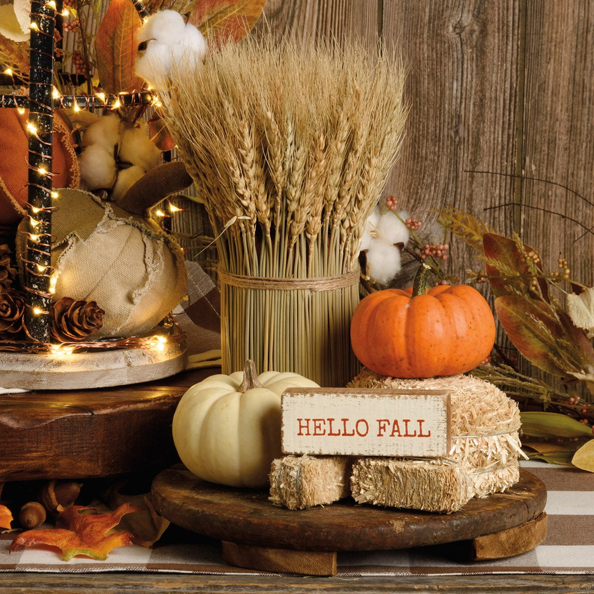 Hello Fall Wood Block Sign