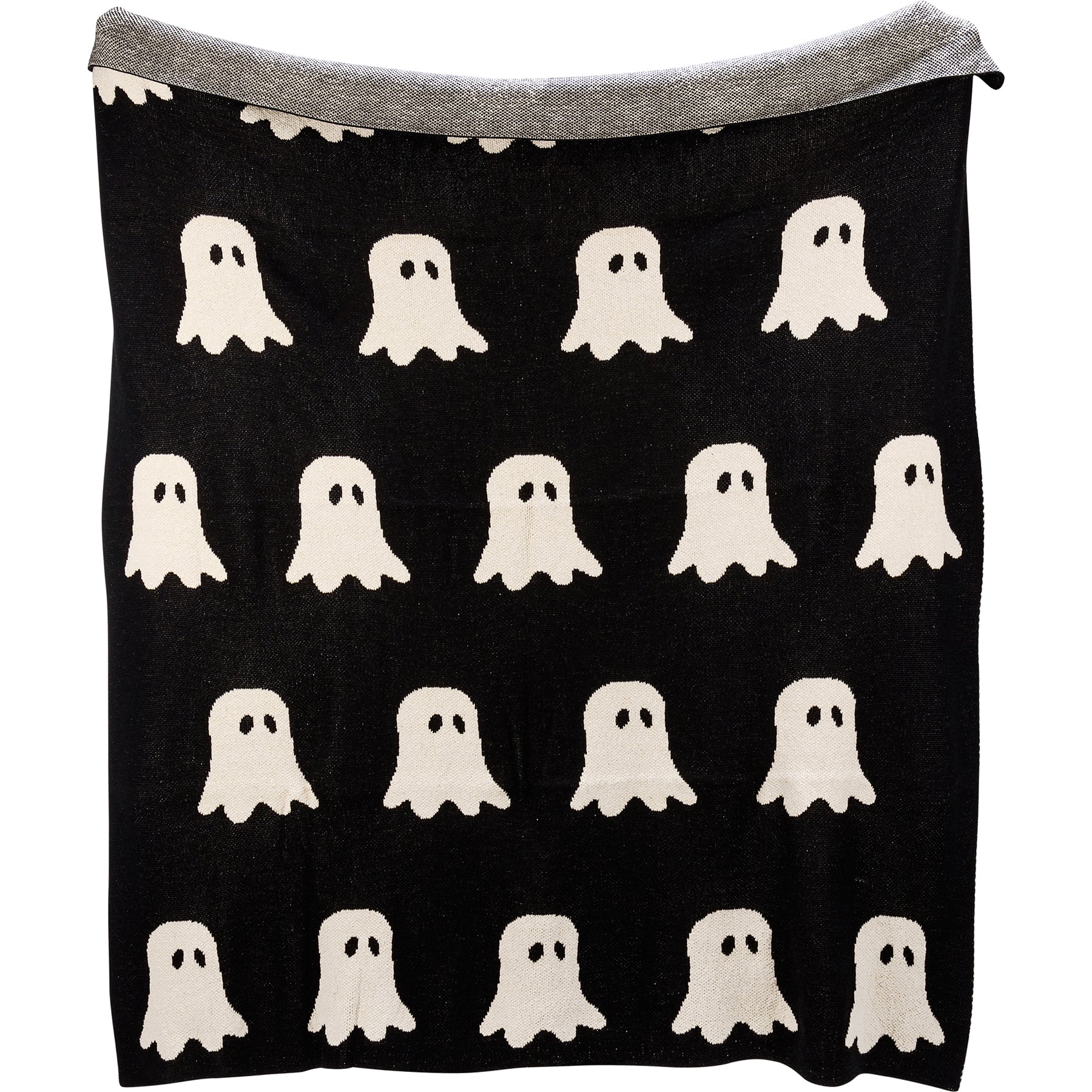 Ghost Black Knitted Throw Blanket – Rust Cinder