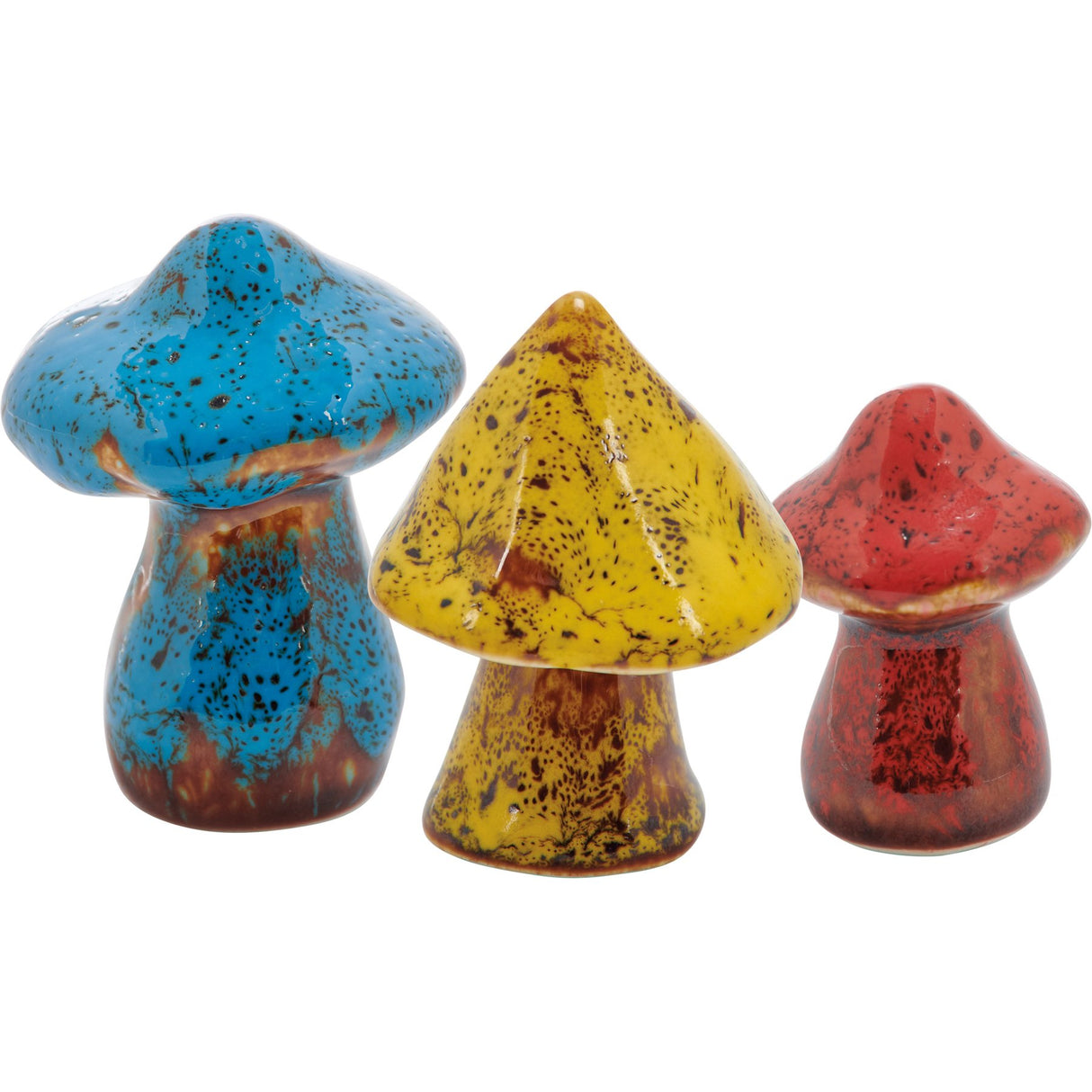 Glazed Ceramic Wild Mushrooms Figurines