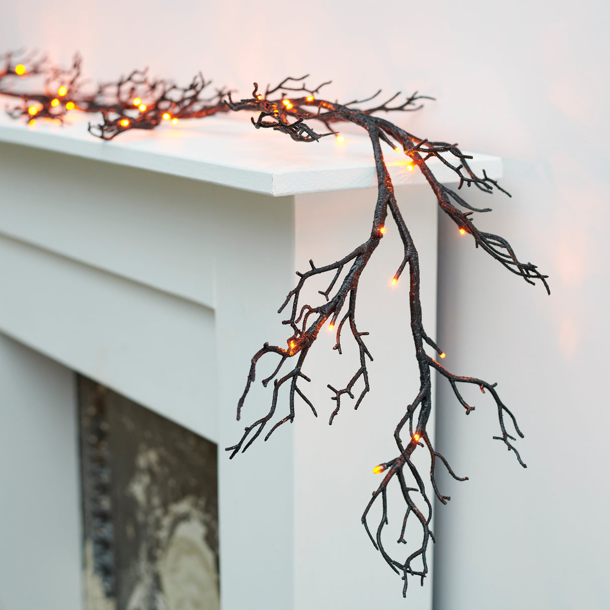 Spooky Black Glitter Lighted Garland