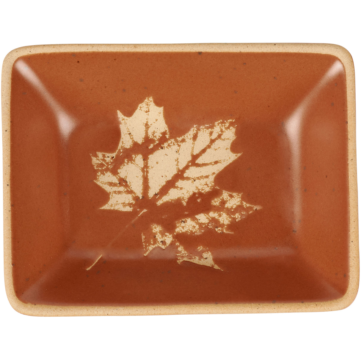 Debossed Fall Leaves Stoneware Mini Tray