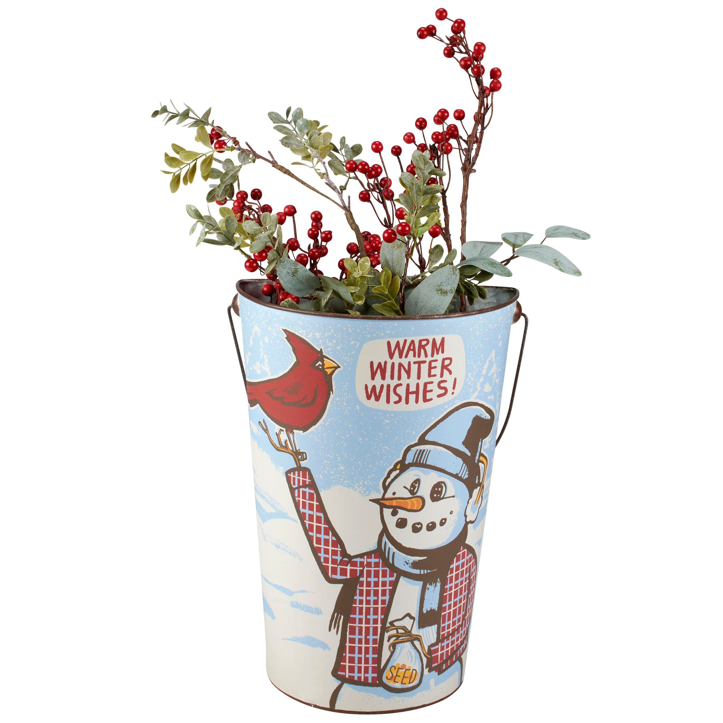 Warm Winter Wishes Galvanized Wall Bucket - Thumbnail 2