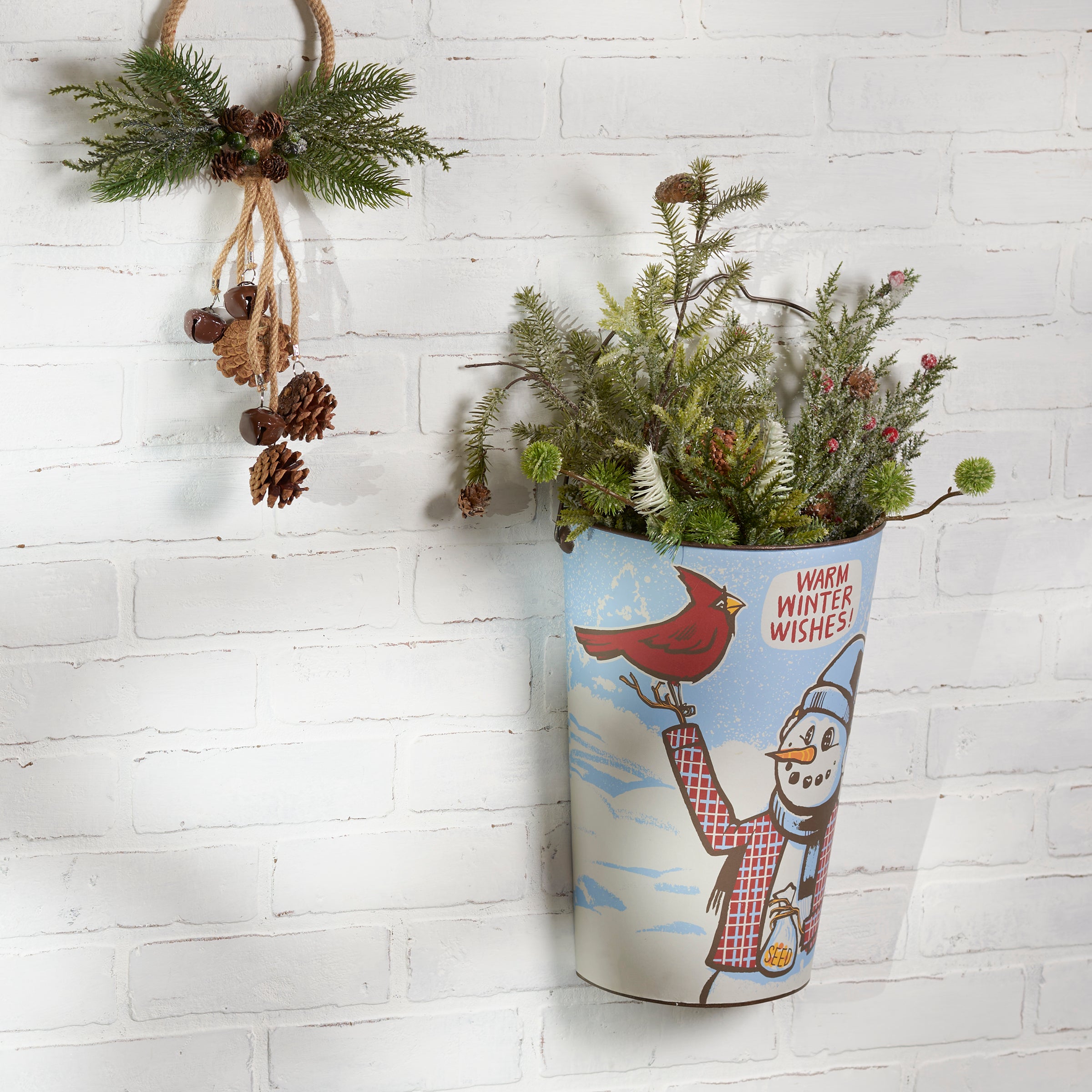 Warm Winter Wishes Galvanized Wall Bucket - Thumbnail 4
