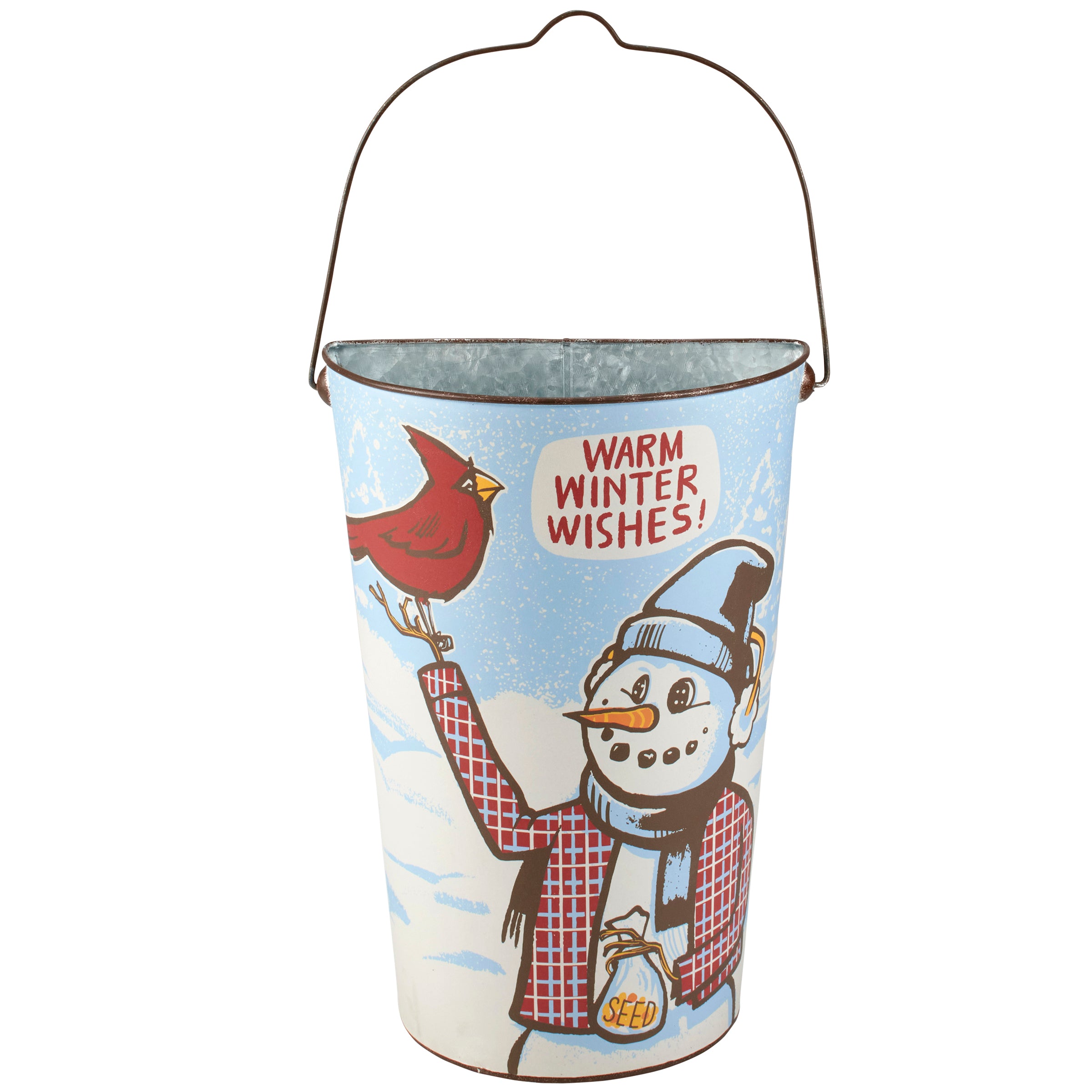 Warm Winter Wishes Galvanized Wall Bucket