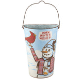 Warm Winter Wishes Galvanized Wall Bucket