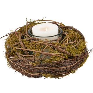 Moss Ball Bird Nest Candleholder