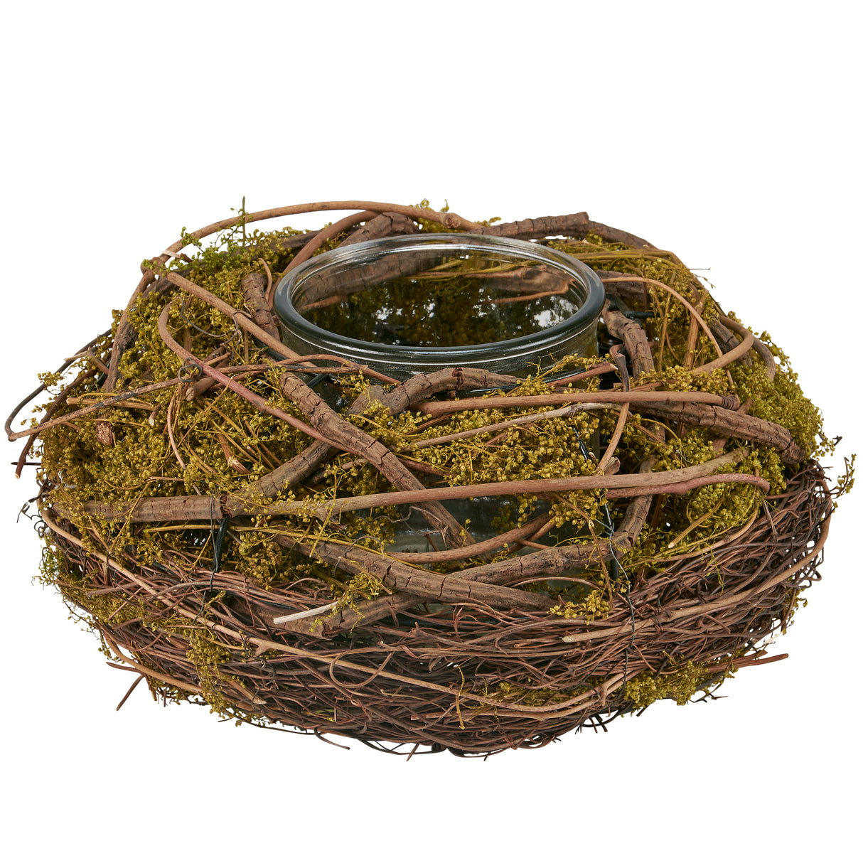 Moss Ball Bird Nest Candleholder