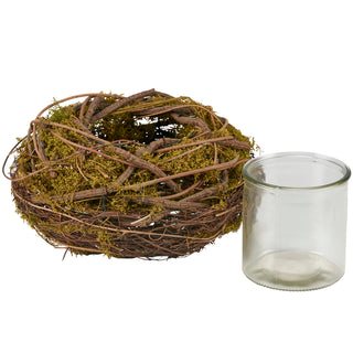 Moss Ball Bird Nest Candleholder