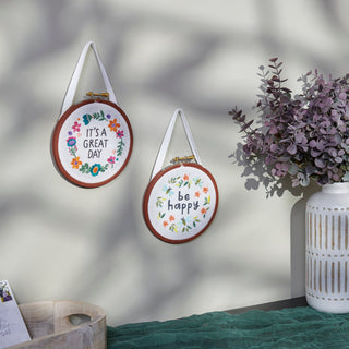 Be Happy Embroidered Hoop
