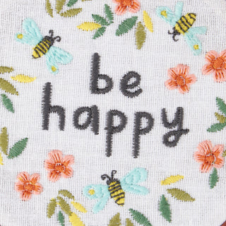 Be Happy Embroidered Hoop
