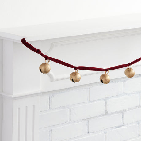 Red Velvet Gold Bell Garland