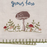 Love Grows Here Embroidered Mushroom Tea Towel