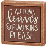 Autumn Leaves Mini Wood Box Sign