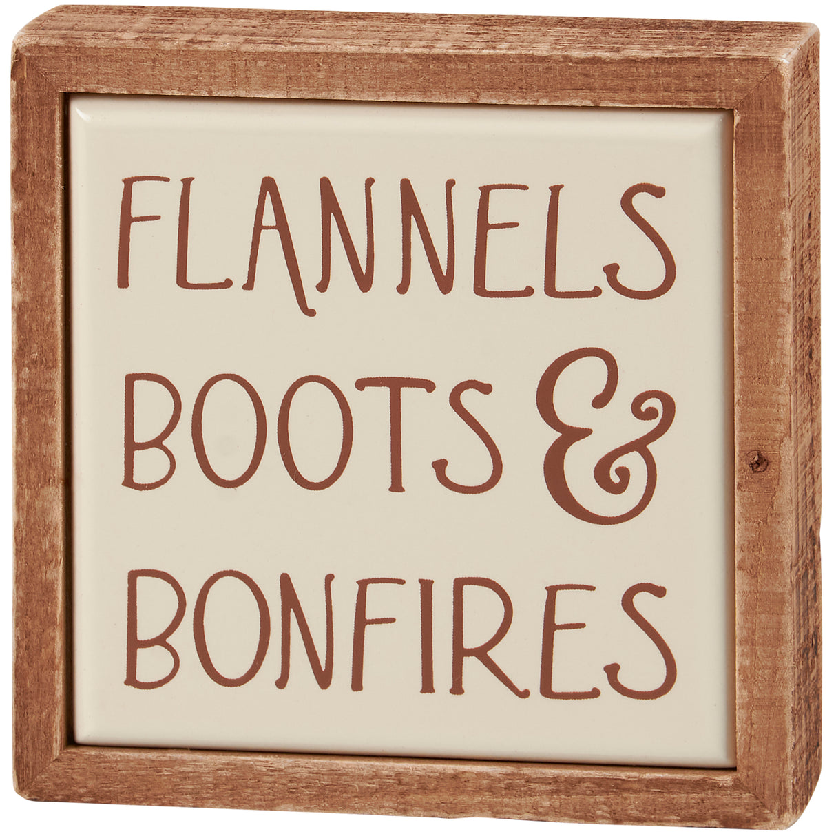 Flannels Boots & Bonfires Mini Wood Box Sign