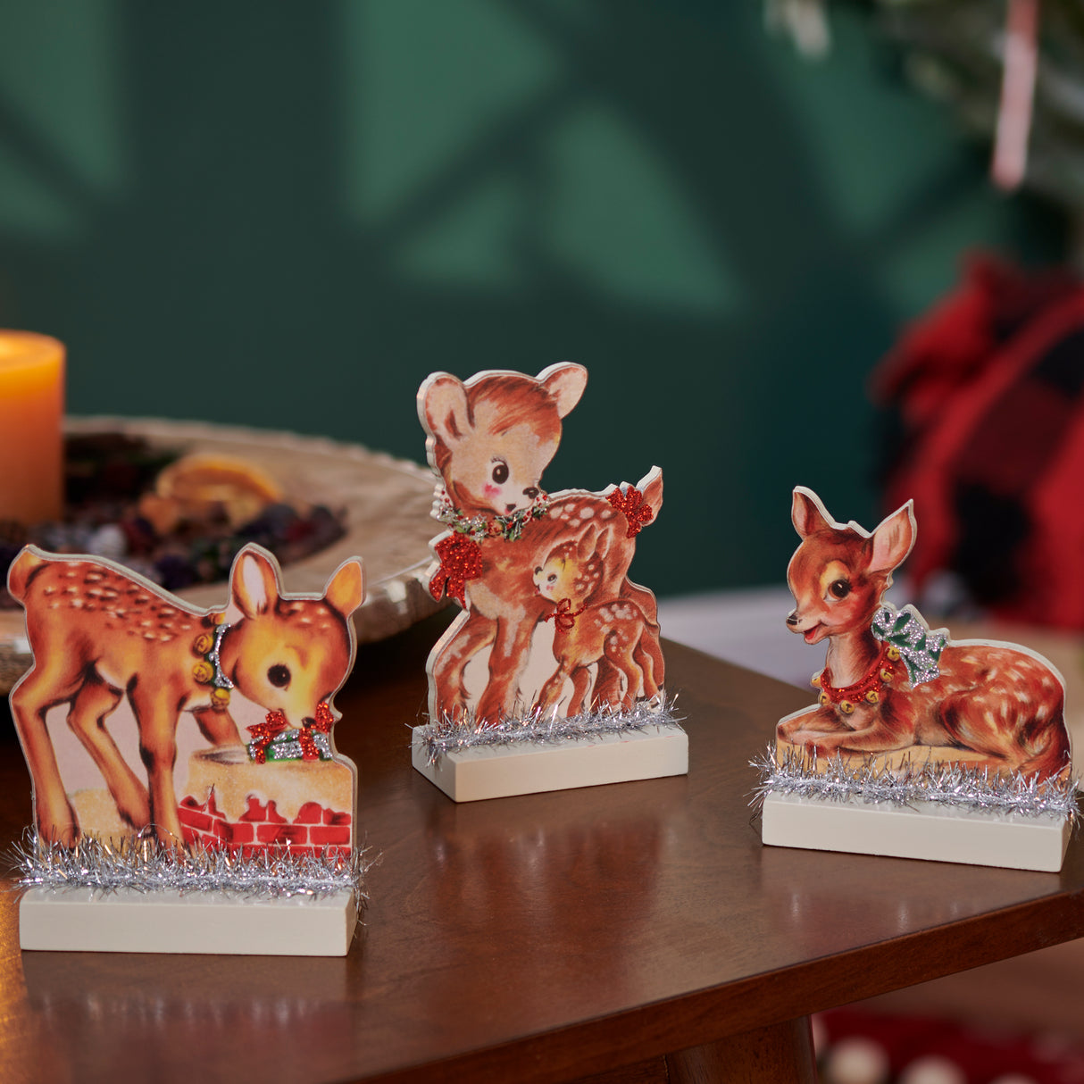 Christmas Wooden Deer Stand Up Displays (Set of 3)