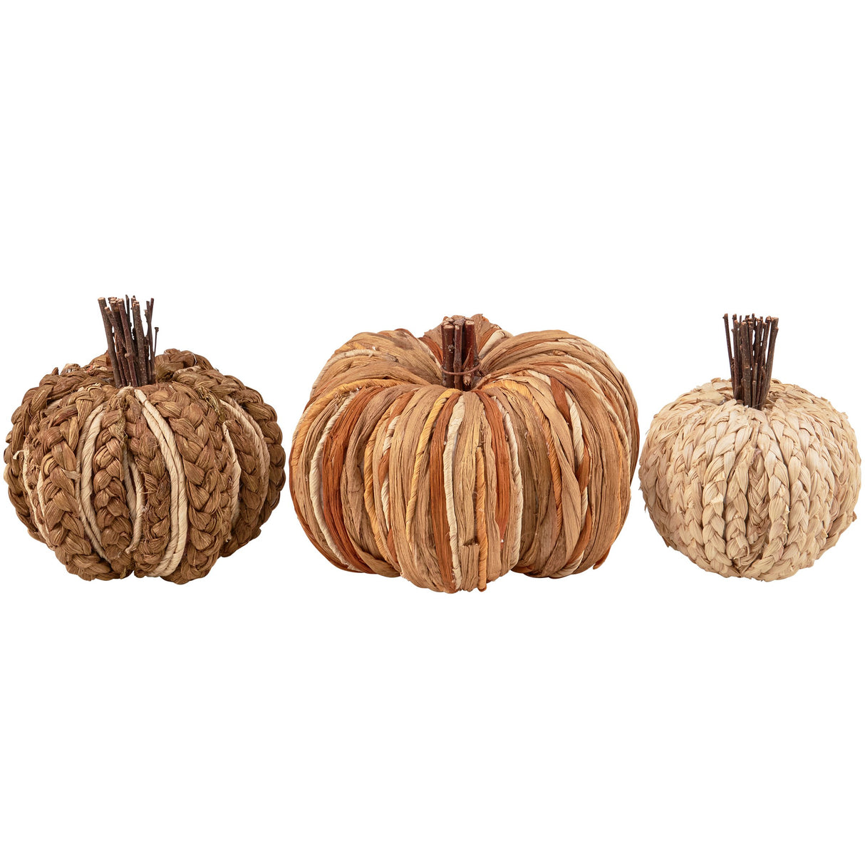 Woven Rattan Pumpkins (Set of 3)