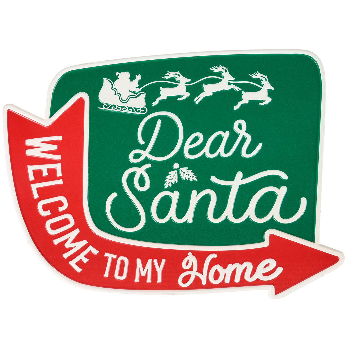 dear santa welcome to my home metal wall sign