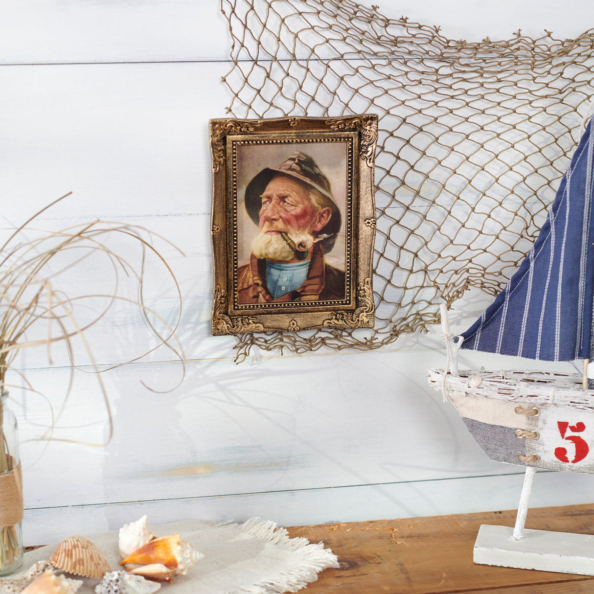 Old Fisherman Vintage Inspired Framed Wall Art