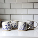 Botanical Blue Hand-Stamped Ceramic Mug