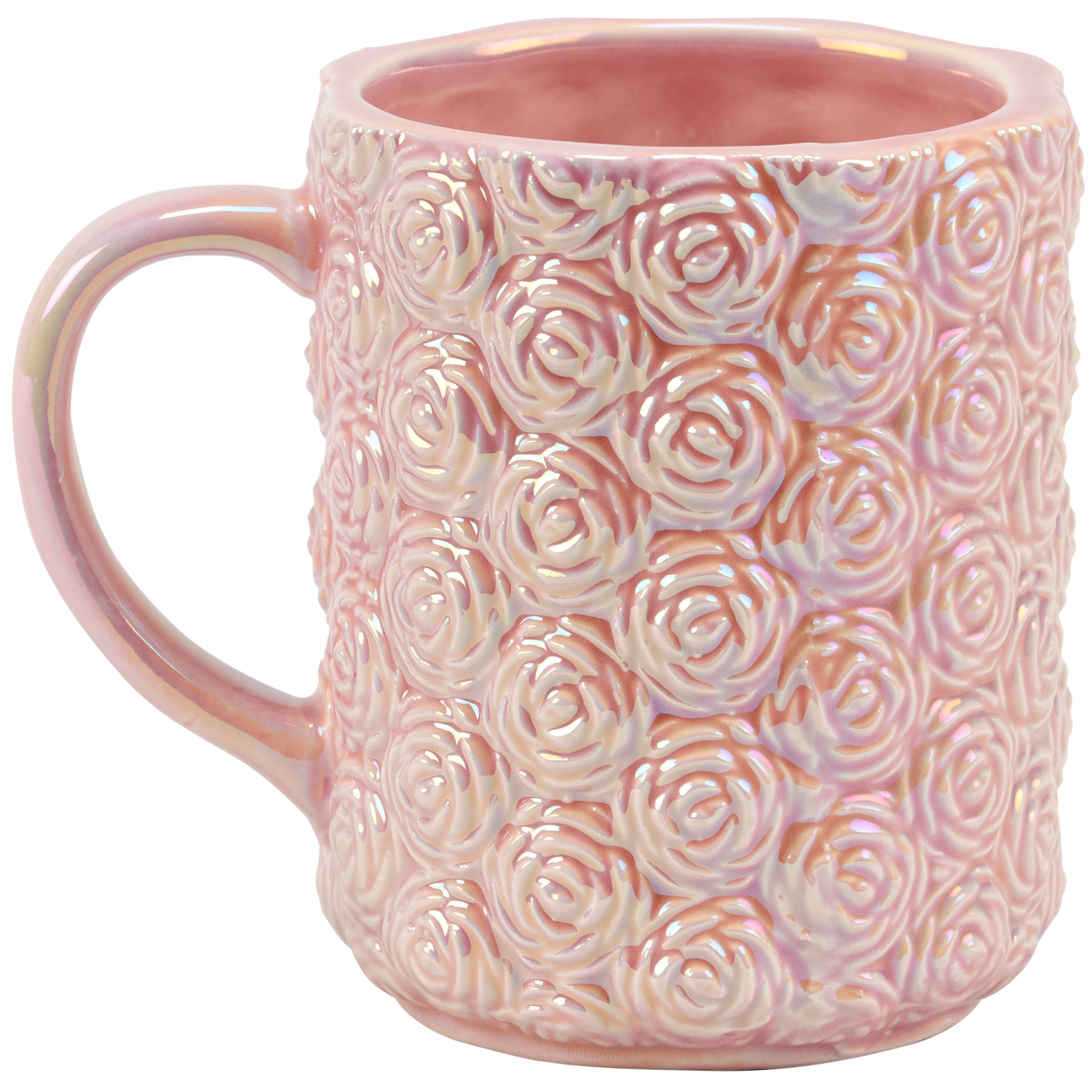 Pink Sculpted Roses Ceramic Mug - Thumbnail 2