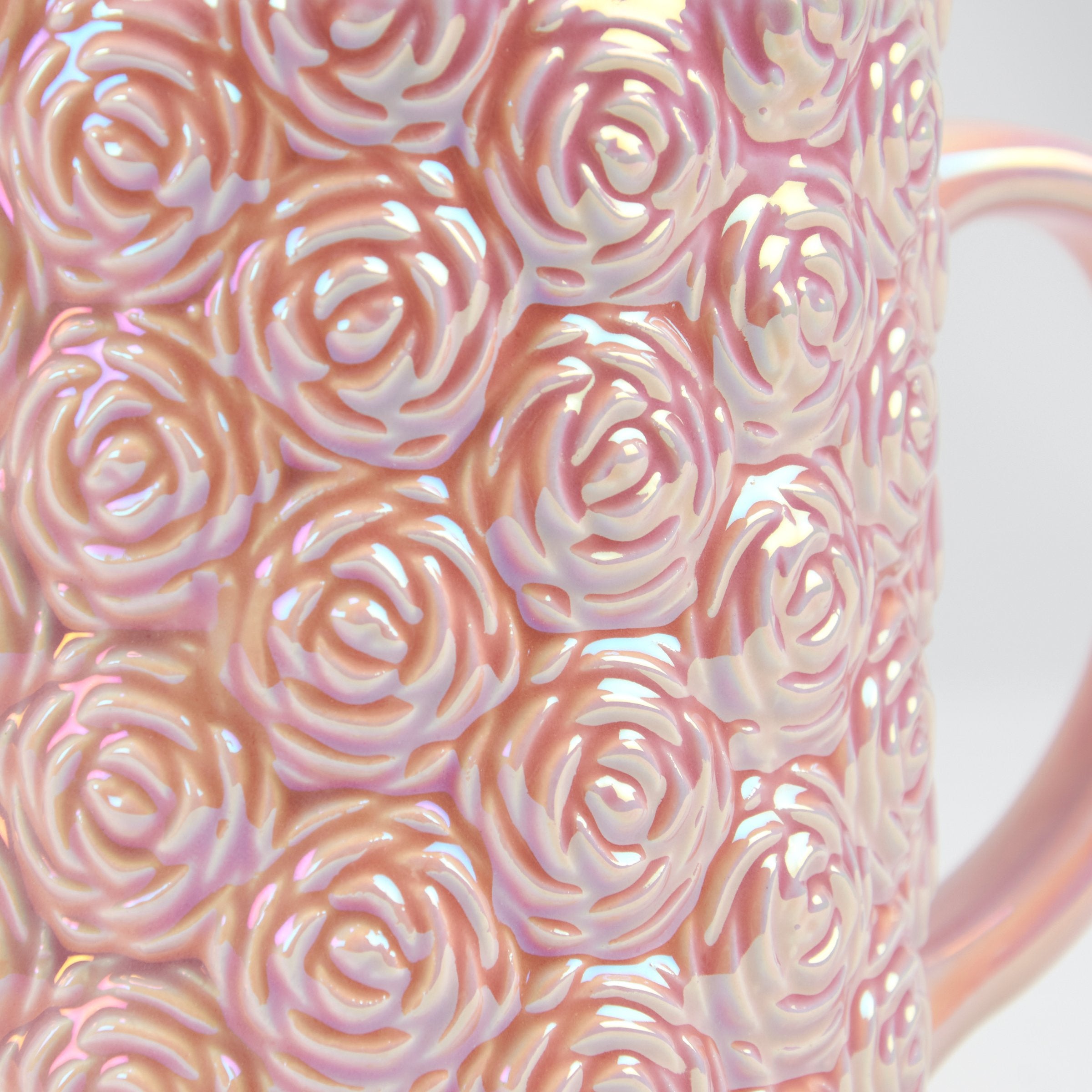 Pink Sculpted Roses Ceramic Mug - Thumbnail 3