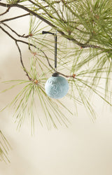 Light Blue Frosted Embossed Glass Ornaments