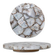 14 inch natural agate lazy susan with mango wood base for charcuterie and serving