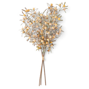 16-inch faux yellow berry bundle with three stems and muted green foliage