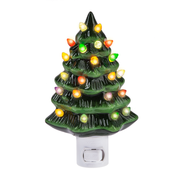 Light Up Ceramic Christmas Tree Night Light - Thumbnail 2