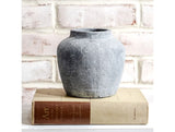 Small Distressed Charcoal Cement Vase