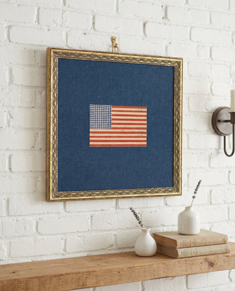 Framed Gingham American Flag Wall Art