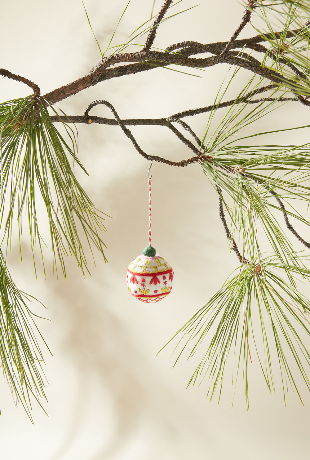 Handmade Felt Embroidered Sphere Ornament