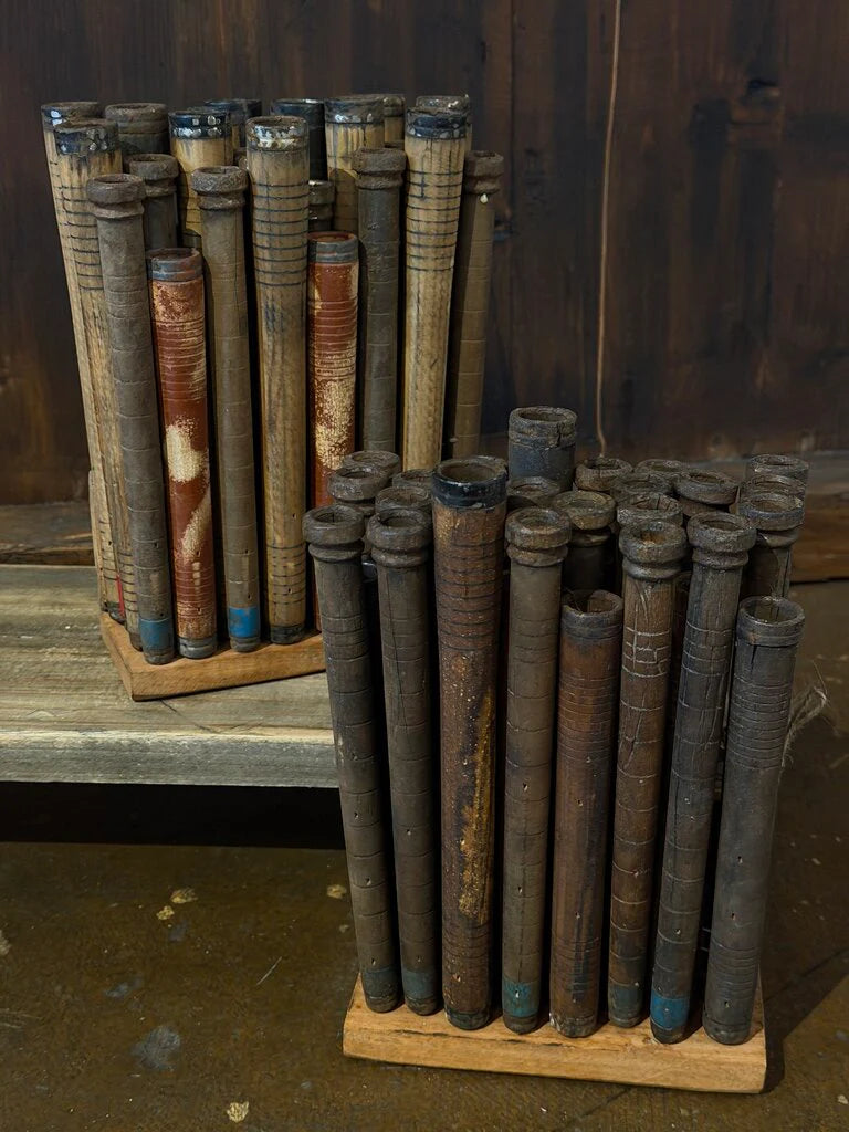 Reclaimed Wood Thread Spools Art