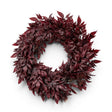 Burgundy spikenard leaf wreath with a full, layered design for fall doors, walls, mantels, and seasonal displays. Measures 18 inches.