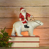 Cast Iron Polar Bear with Santa