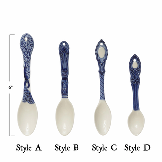 Hand-Painted Embossed Stoneware Spoons