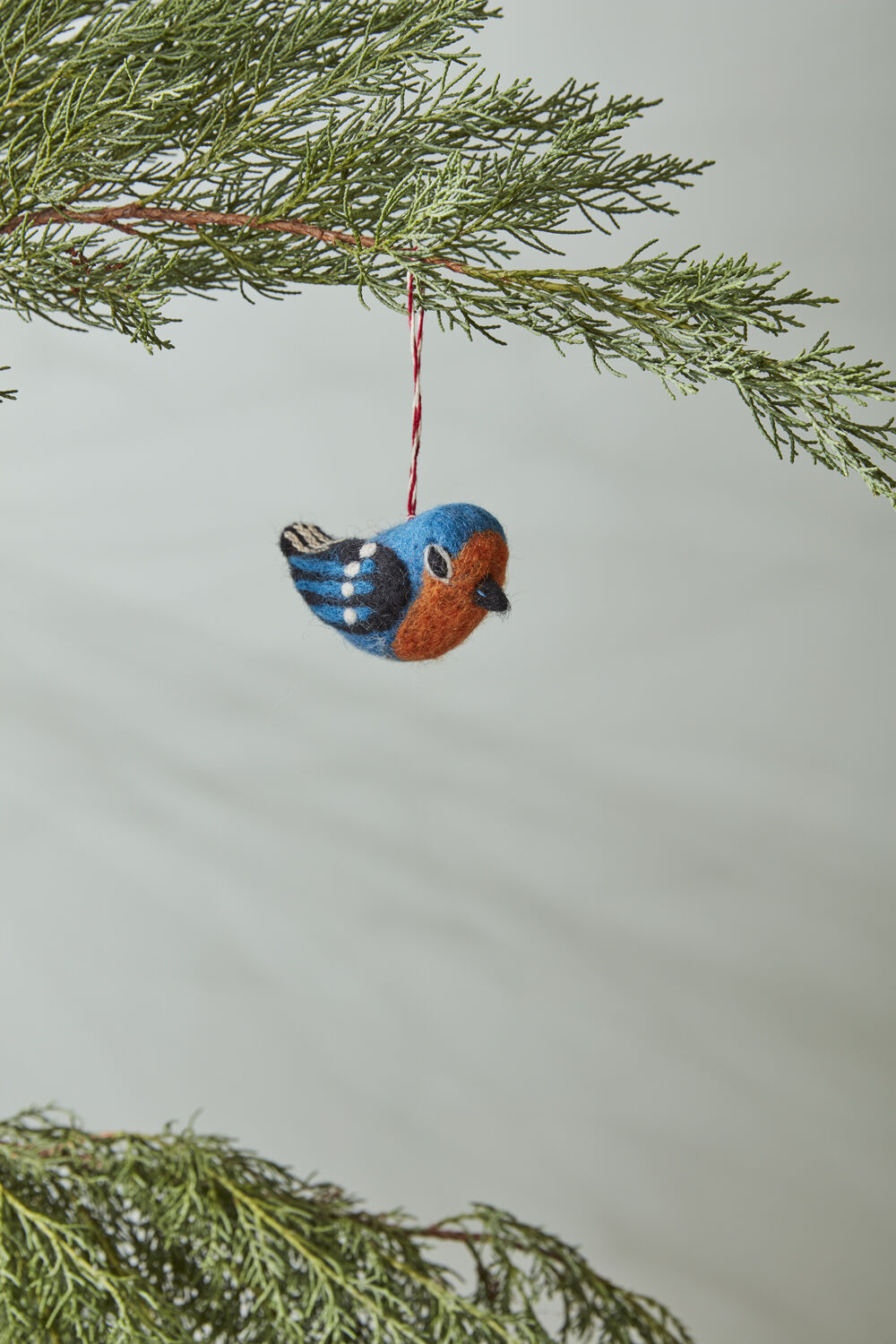 Embroidered Felt Blue Bird Ornament