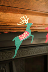 Bright Reindeer Sewn Paper Garland | East End Press