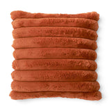 Rust Orange Ribbed Vegan Fur Throw Pillow
