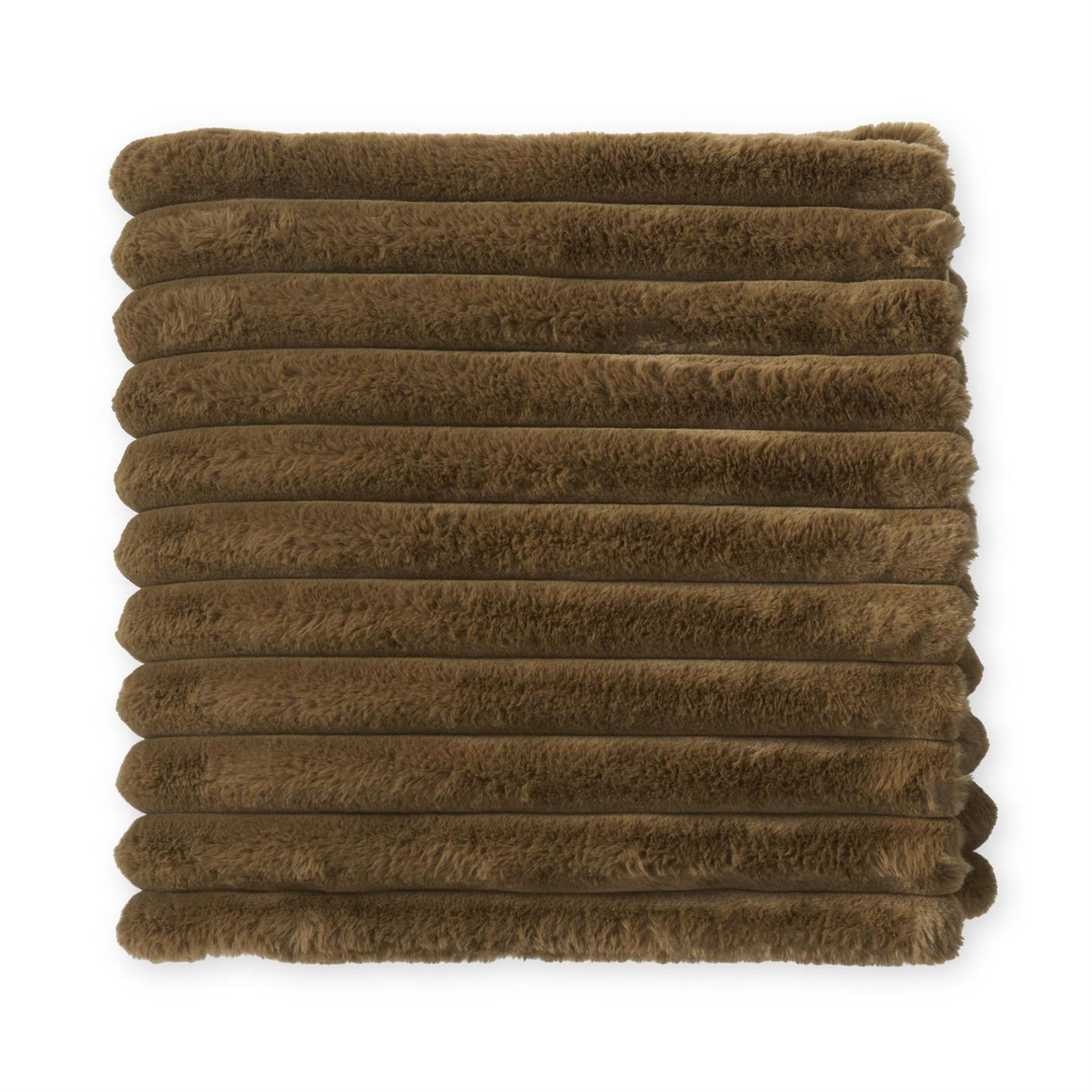 Olive Green Ribbed Faux Fur Throw Blanket